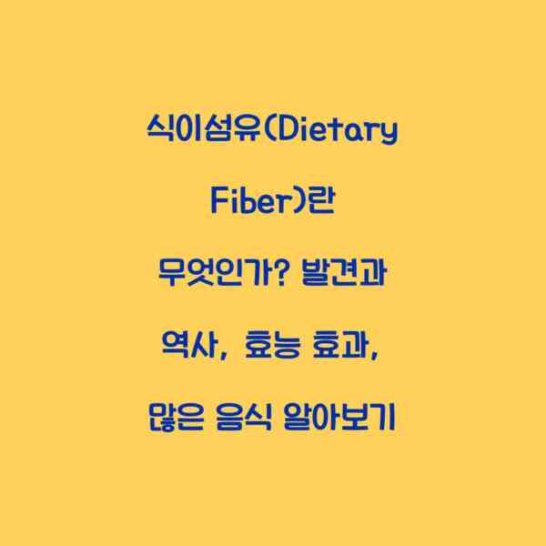 식이섬유(Dietary Fiber)란 무엇인가? 발견과 역사, 효능 효과, 많은 음식 알아보기