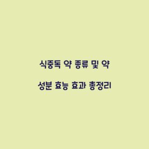 식중독 약 종류 및 약 성분 효능 효과 총정리