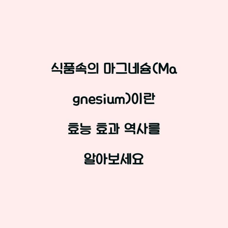 식품속의 마그네슘(Magnesium)이란 효능 효과 역사를 알아보세요