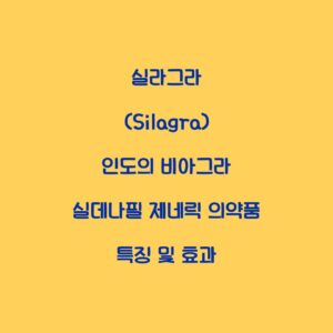 실라그라 (Silagra) 인도의 비아그라 실데나필 제네릭 의약품 특징 및 효과