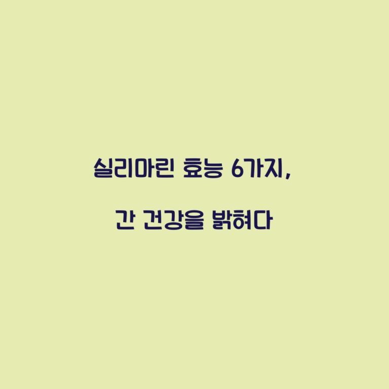 실리마린 효능 6가지, 간 건강을 밝혀다