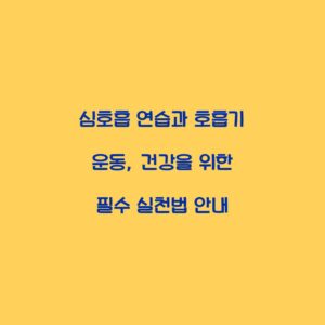 심호흡 연습과 호흡기 운동, 건강을 위한 필수 실천법 안내
