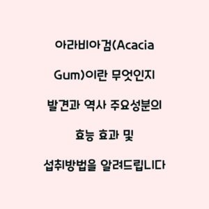 아라비아검(Acacia Gum)이란 무엇인지 발견과 역사 주요성분의 효능 효과 및 섭취방법을 알려드립니다