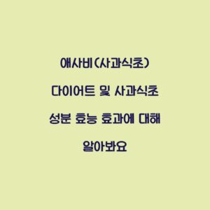 애사비(사과식초) 다이어트 및 사과식초 성분 효능 효과에 대해 알아봐요
