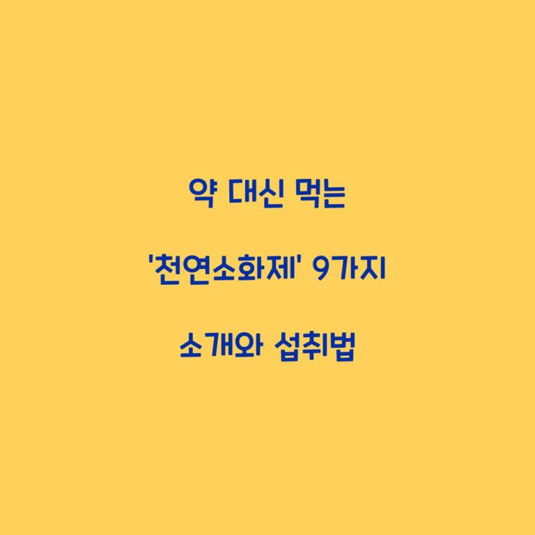 약 대신 먹는 ‘천연소화제’ 9가지 소개와 섭취법