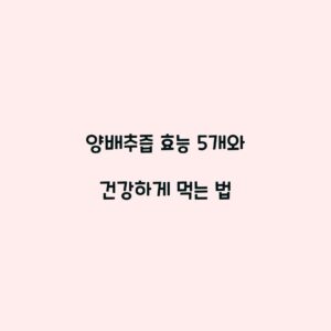 양배추즙 효능 5개와 건강하게 먹는 법