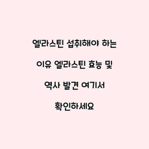 엘라스틴 섭취해야 하는 이유 엘라스틴 효능 및 역사 발견 여기서 확인하세요