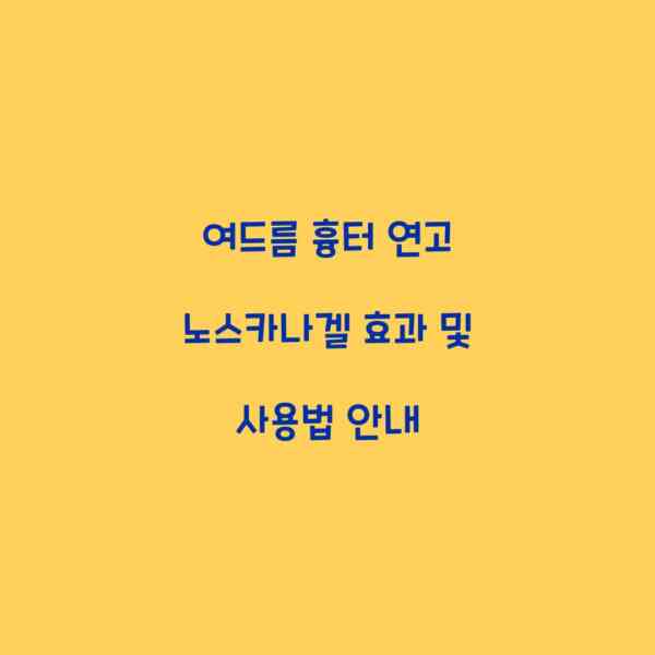 여드름 흉터 연고 노스카나겔 효과 및 사용법 안내