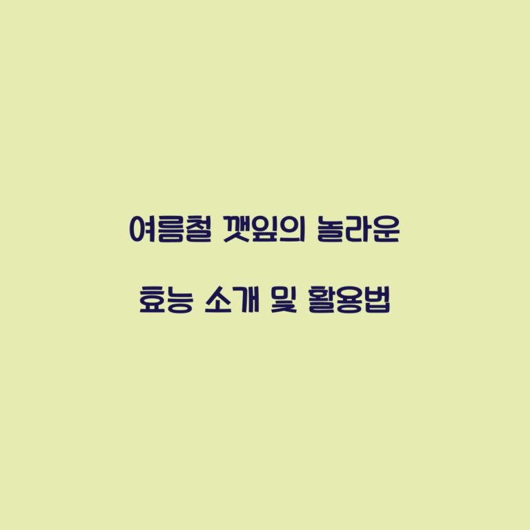 여름철 깻잎의 놀라운 효능 소개 및 활용법