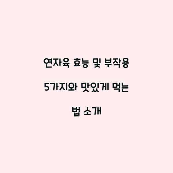 연자육 효능 및 부작용 5가지와 맛있게 먹는 법 소개