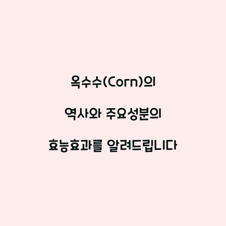 옥수수(Corn)의 역사와 주요성분의 효능효과를 알려드립니다