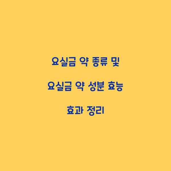 요실금 약 종류 및 요실금 약 성분 효능 효과 정리