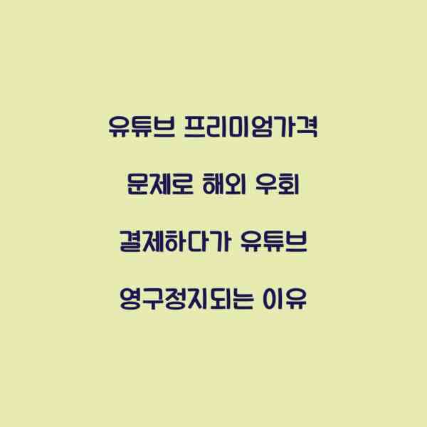 유튜브 프리미엄가격 문제로 해외 우회 결제하다가 유튜브 영구정지되는 이유