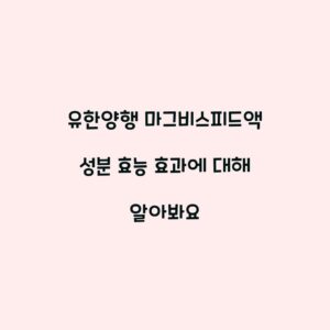 유한양행 마그비스피드액 성분 효능 효과에 대해 알아봐요