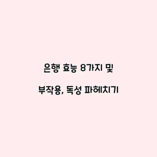 은행 효능 8가지 및 부작용, 독성 파헤치기