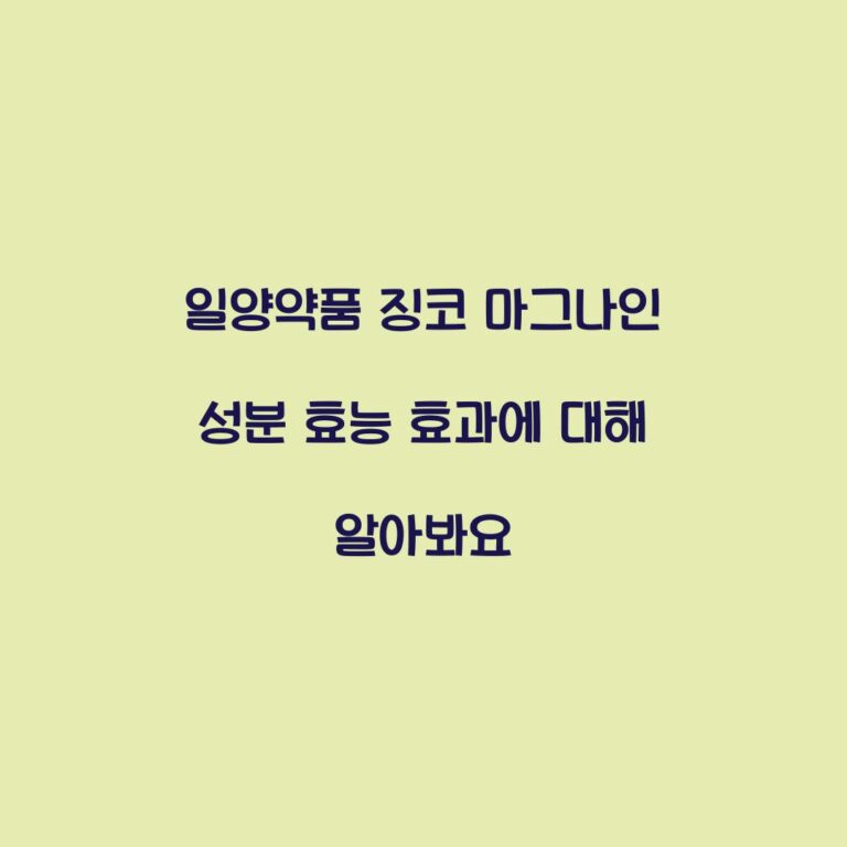 일양약품 징코 마그나인 성분 효능 효과에 대해 알아봐요
