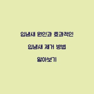 입냄새 원인과 효과적인 입냄새 제거 방법 알아보기