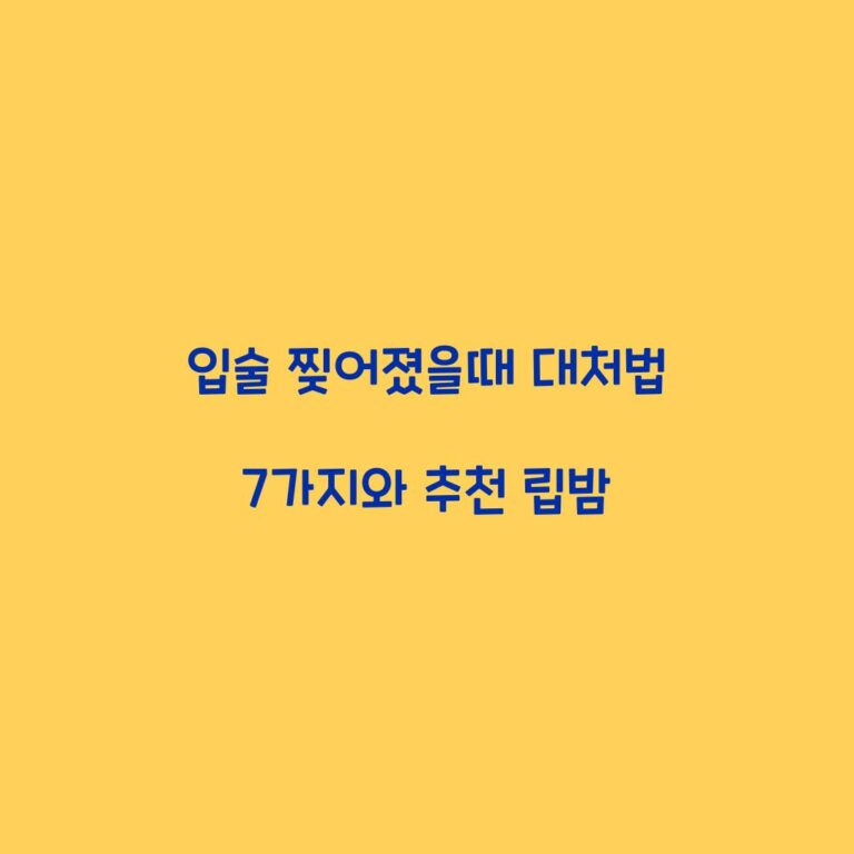 입술 찢어졌을때 대처법 7가지와 추천 립밤
