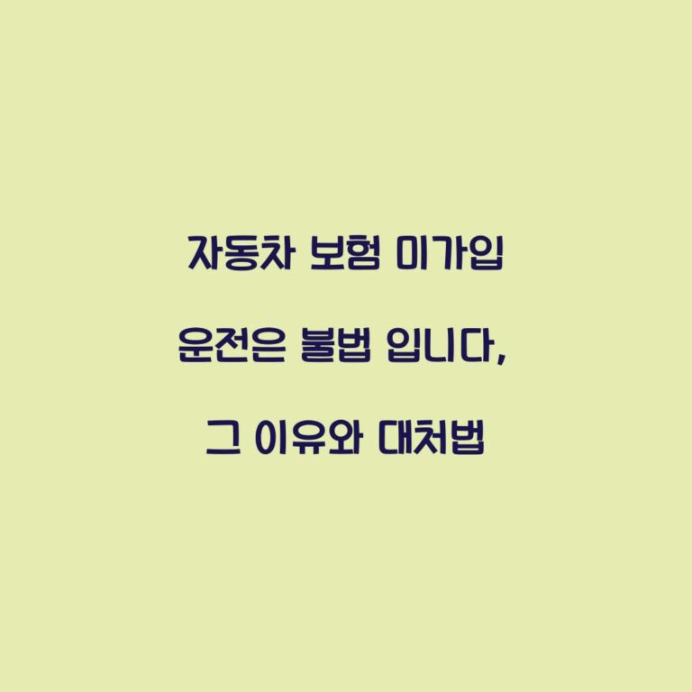 자동차 보험 미가입 운전은 불법 입니다, 그 이유와 대처법