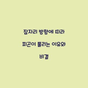 잠자리 방향에 따라 피곤이 풀리는 이유와 비결