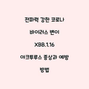 전파력 강한 코로나 바이러스 변이 XBB.1.16 아크투루스 증상과 예방 방법