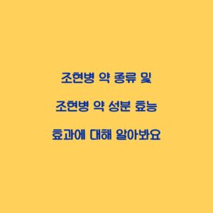 조현병 약 종류 및 조현병 약 성분 효능 효과에 대해 알아봐요