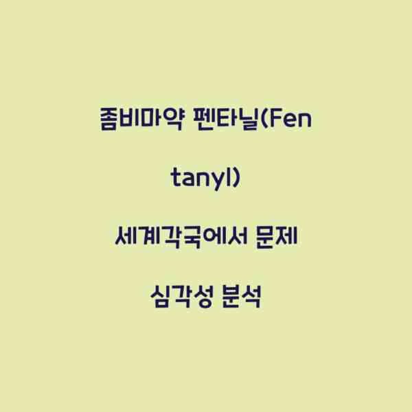 좀비마약 펜타닐(Fentanyl) 세계각국에서 문제 심각성 분석