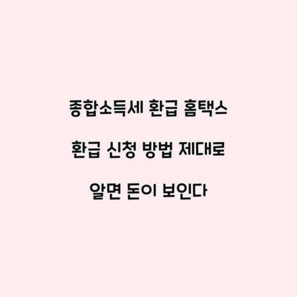 종합소득세 환급 홈택스 환급 신청 방법 제대로 알면 돈이 보인다