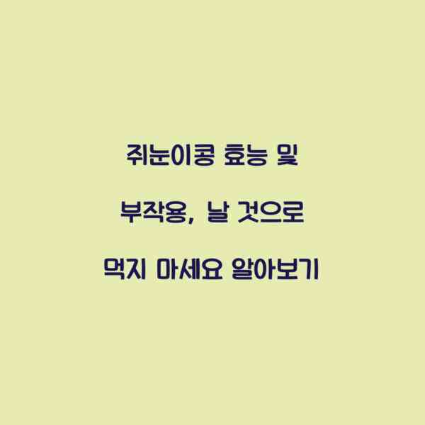 쥐눈이콩 효능 및 부작용, 날 것으로 먹지 마세요 알아보기