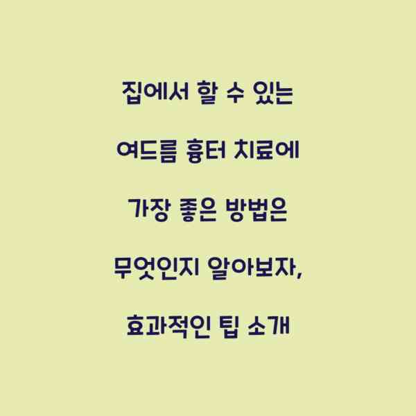 집에서 할 수 있는 여드름 흉터 치료에 가장 좋은 방법은 무엇인지 알아보자, 효과적인 팁 소개