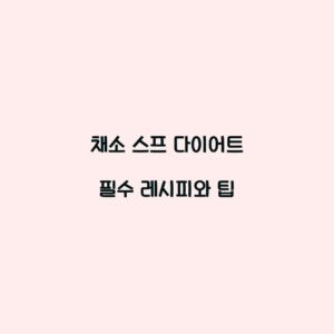 채소 스프 다이어트 필수 레시피와 팁