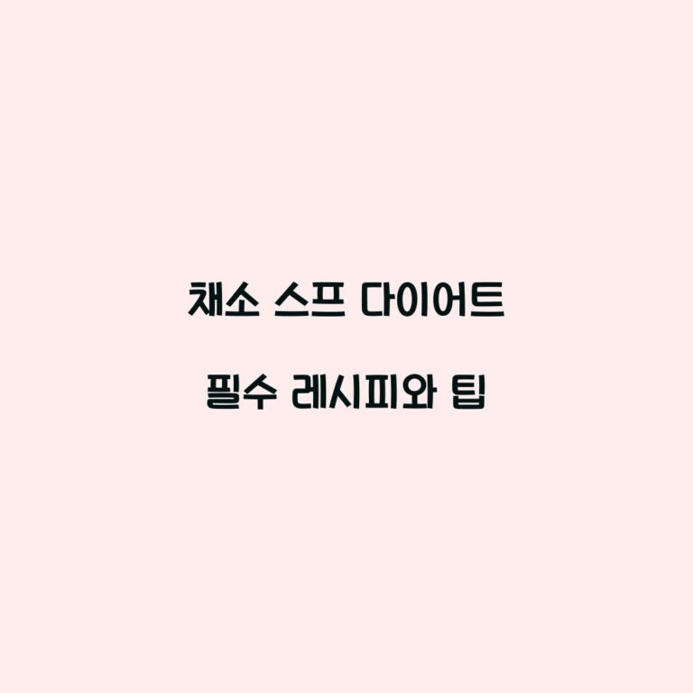 채소 스프 다이어트 필수 레시피와 팁
