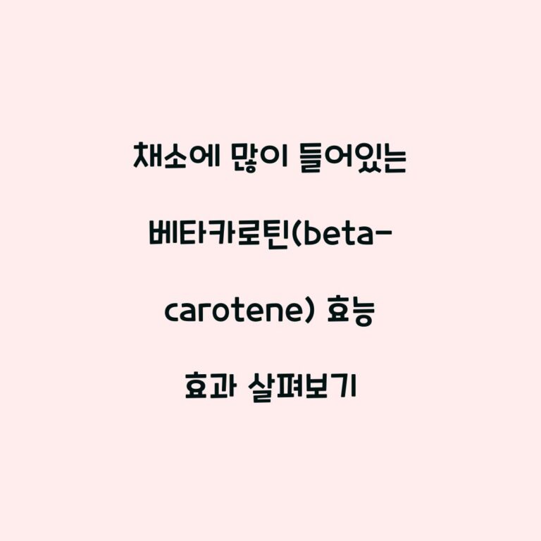 채소에 많이 들어있는 베타카로틴(beta-carotene) 효능 효과 살펴보기