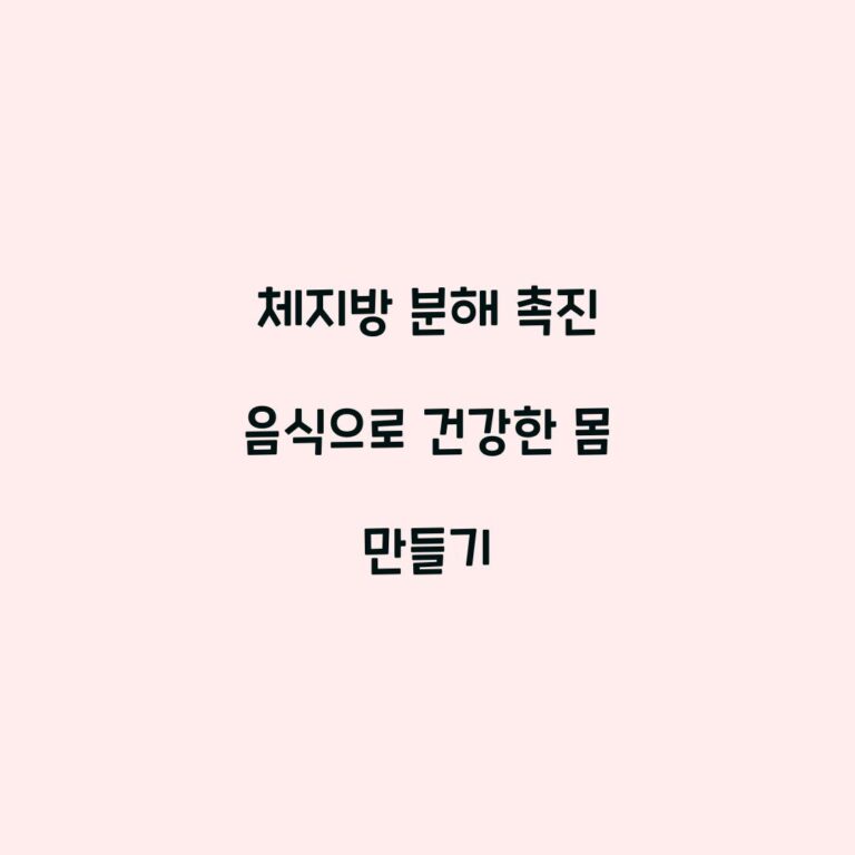 체지방 분해 촉진 음식으로 건강한 몸 만들기