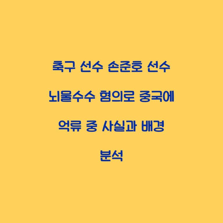 축구 선수 손준호 선수 뇌물수수 혐의로 중국에 억류 중 사실과 배경 분석