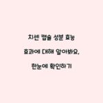 치센 캡슐 성분 효능 효과에 대해 알아봐요, 한눈에 확인하기