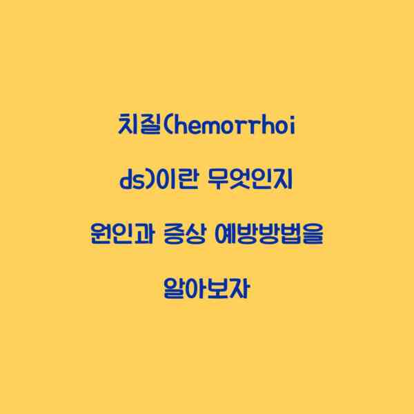 치질(hemorrhoids)이란 무엇인지 원인과 증상 예방방법을 알아보자