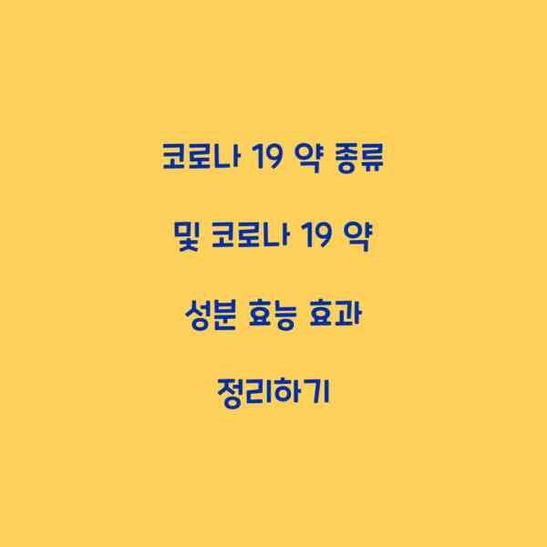 코로나 19 약 종류 및 코로나 19 약 성분 효능 효과 정리하기