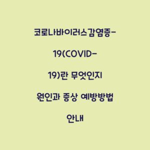 코로나바이러스감염증-19(COVID-19)란 무엇인지 원인과 증상 예방방법 안내