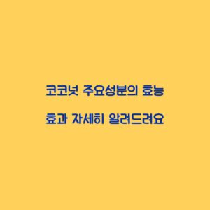 코코넛 주요성분의 효능 효과 자세히 알려드려요