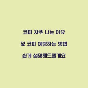 코피 자주 나는 이유 및 코피 예방하는 방법 쉽게 설명해드릴게요