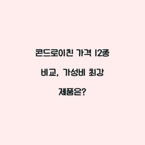콘드로이친 가격 12종 비교, 가성비 최강 제품은?
