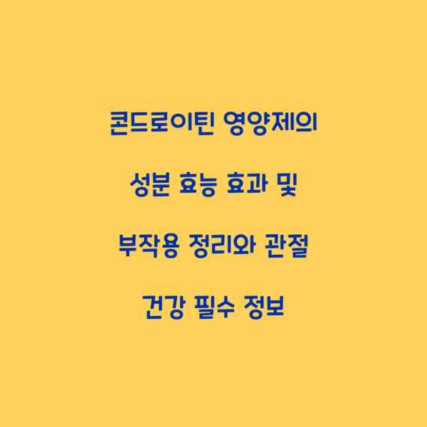 콘드로이틴 영양제의 성분 효능 효과 및 부작용 정리와 관절 건강 필수 정보