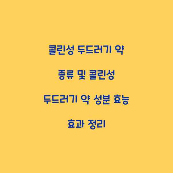 콜린성 두드러기 약 종류 및 콜린성 두드러기 약 성분 효능 효과 정리