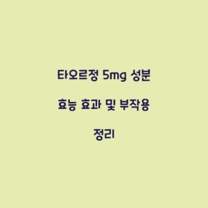 타오르정 5mg 성분 효능 효과 및 부작용 정리