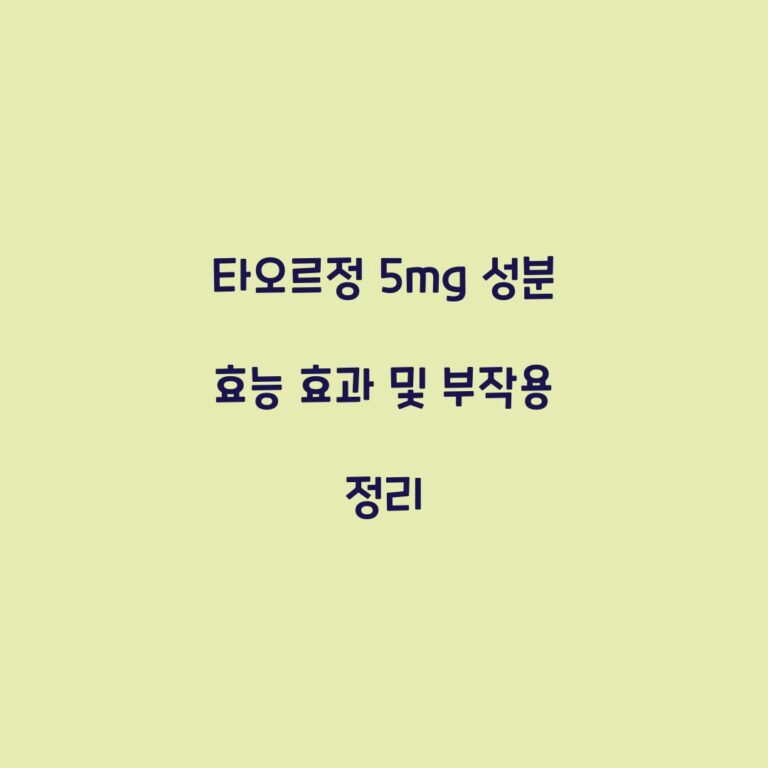 타오르정 5mg 성분 효능 효과 및 부작용 정리