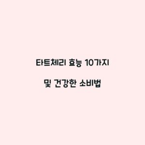 타트체리 효능 10가지 및 건강한 소비법