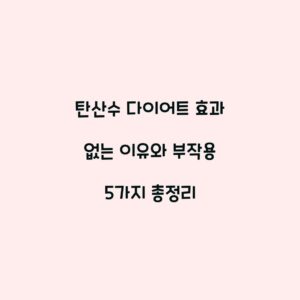 탄산수 다이어트 효과 없는 이유와 부작용 5가지 총정리