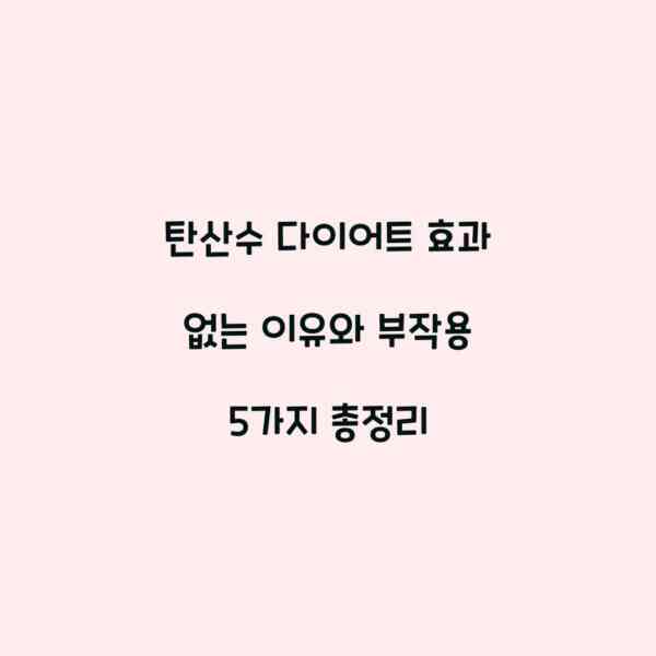 탄산수 다이어트 효과 없는 이유와 부작용 5가지 총정리