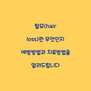 탈모(hair loss)란 무엇인지 예방방법과 치료방법을 알려드립니다